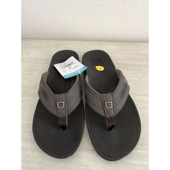 Reef Men's Sz 9 Ortho-Seas Leather Flip Flops - Brown NWT - Picture 5 of 7